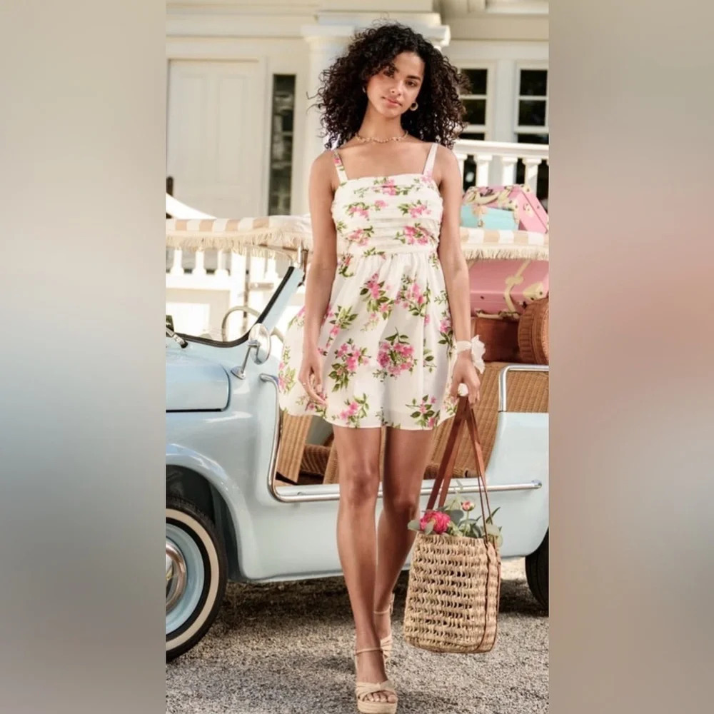 Altar'd State Large Fuchsia Floral Hannah Mini Dress - Picture 1 of 3